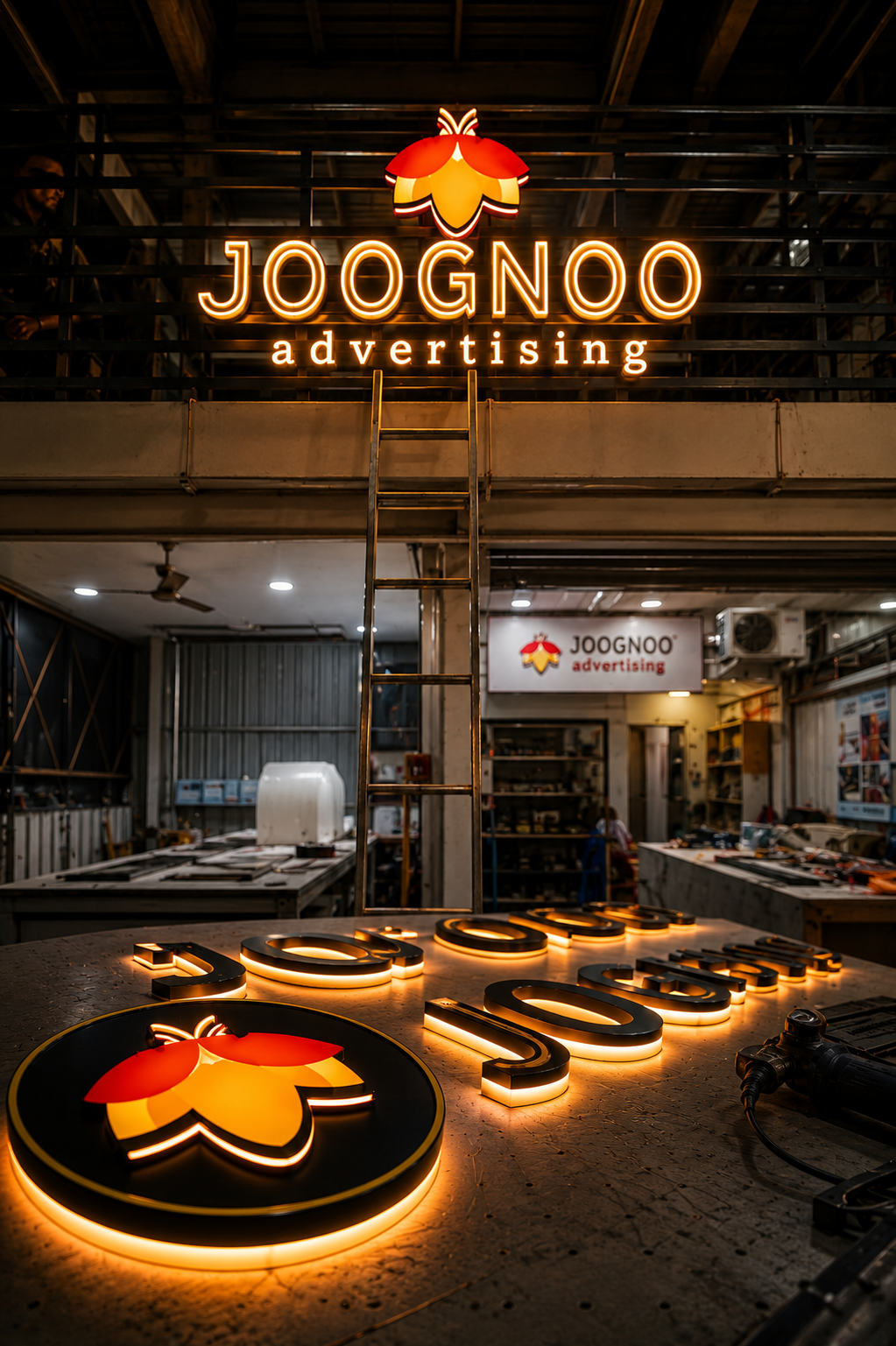 Joognoo Advertising workshop — LED signage in progress